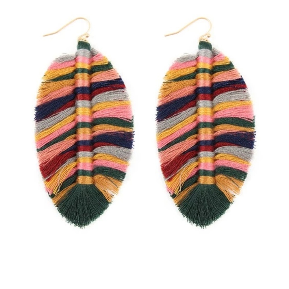 Milan Feather Fringe Earrings- Multi